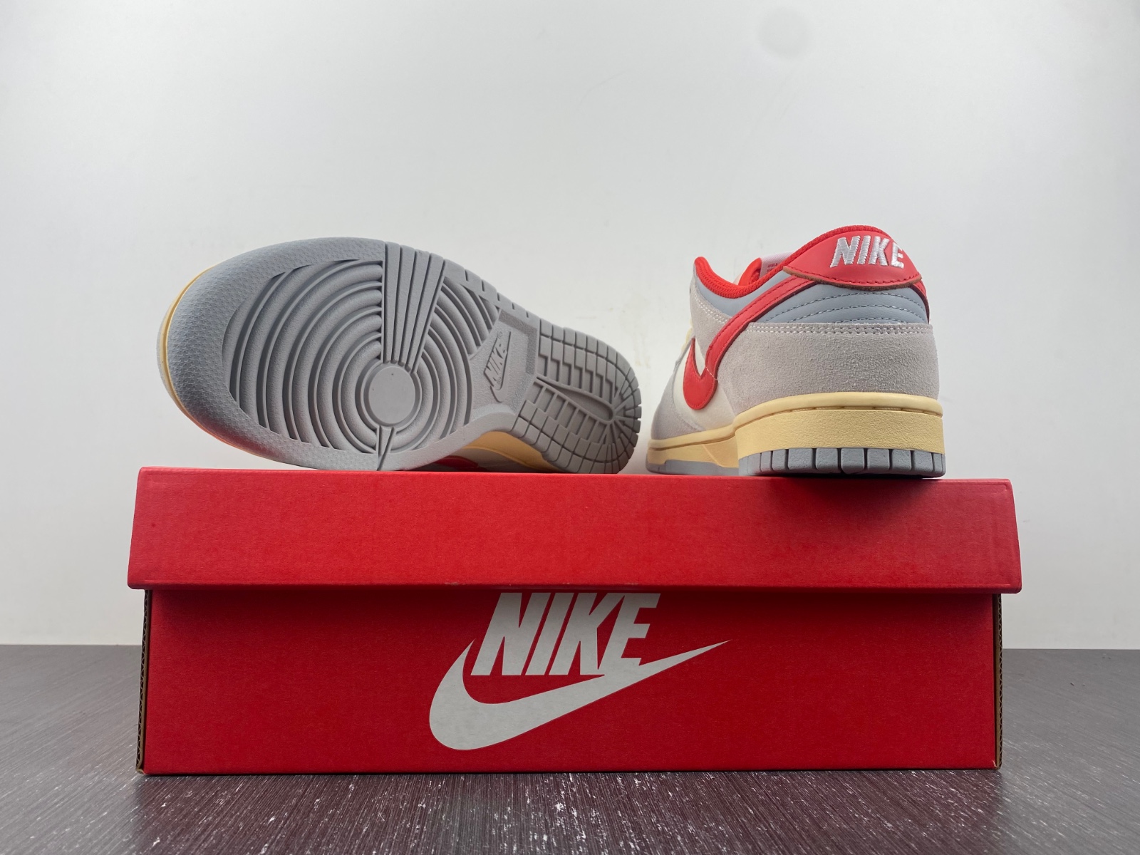 Nike Dunk Low "Grey/Red" Athletic Department FJ5429-133