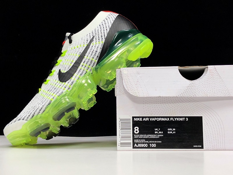 Nike Air VaporMax Flyknit 3 White Black Volt Bright Crimson AJ6900-100