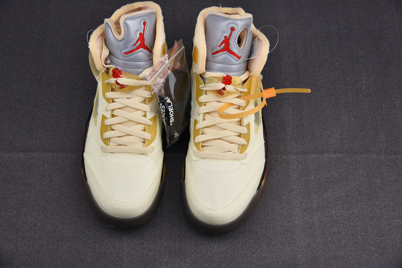 Off White x Air Jordan 5 Sail Red DH8565-100