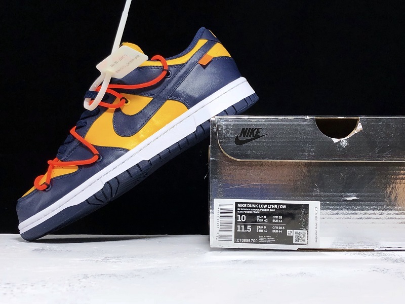 Off White Nike Dunk Low University Gold Midnight Navy CT0856-700