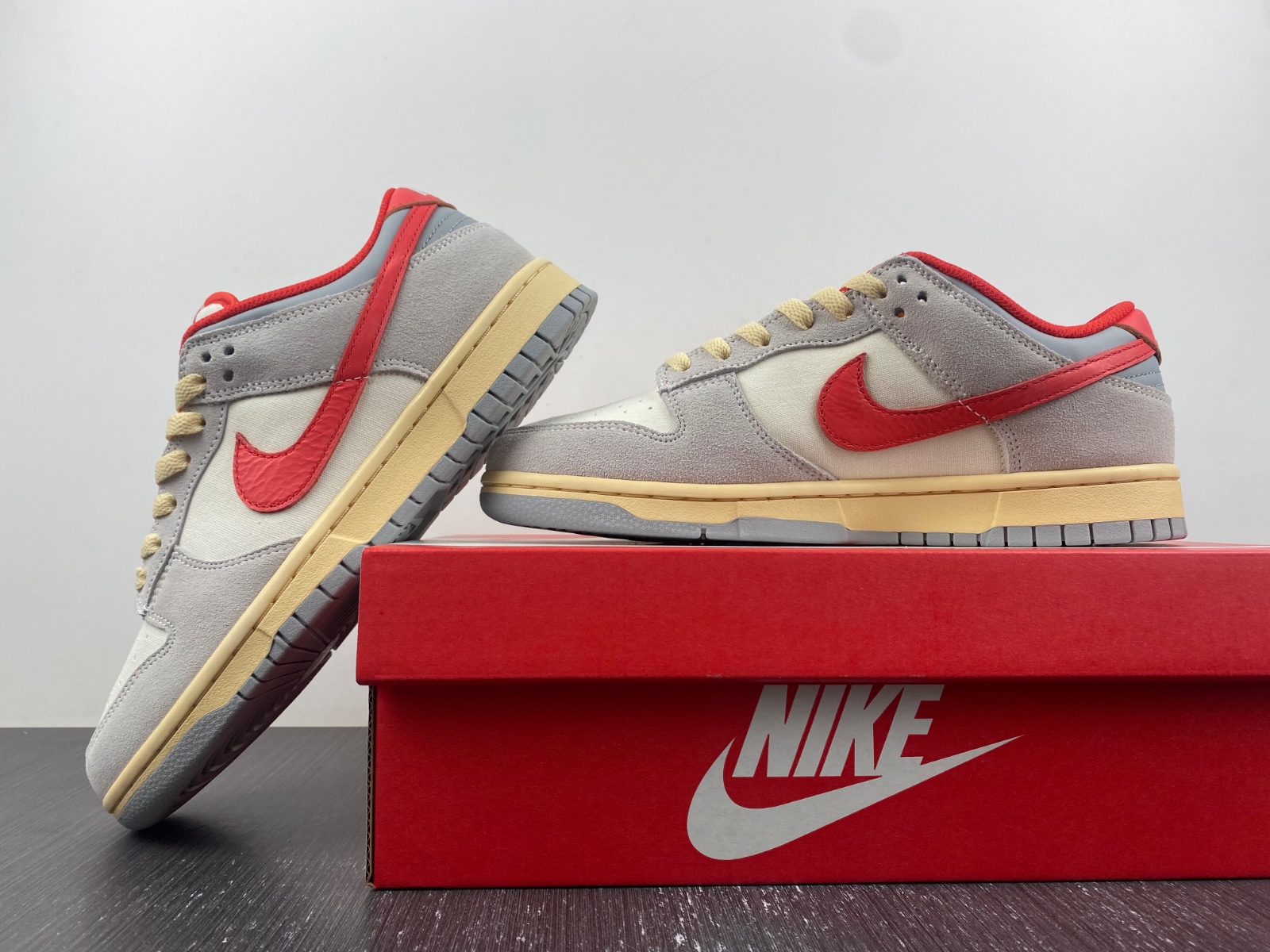 Nike Dunk Low "Grey/Red" Athletic Department FJ5429-133