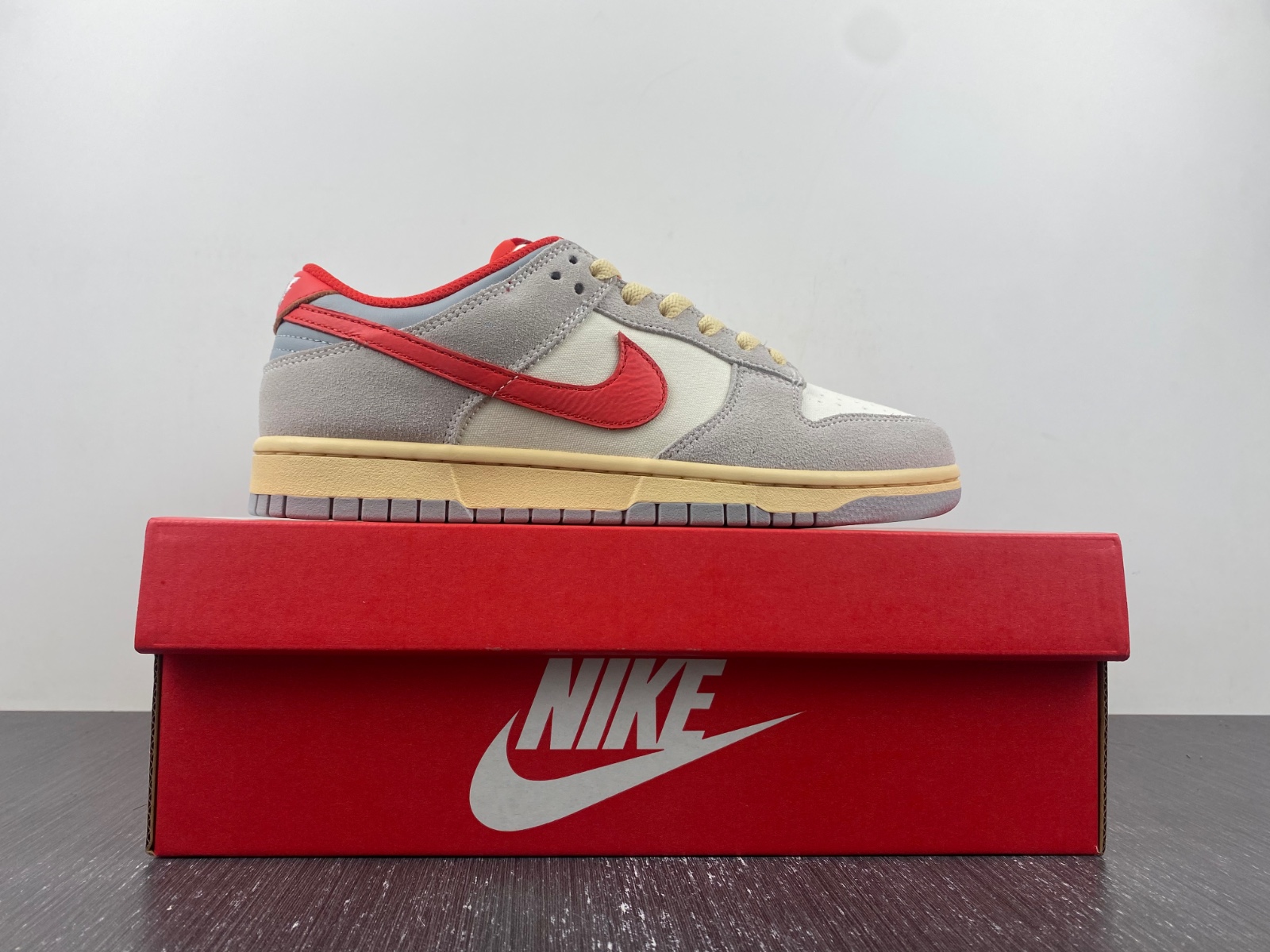 Nike Dunk Low "Grey/Red" Athletic Department FJ5429-133