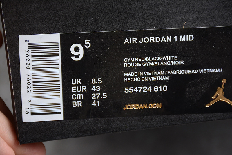 Air JorAir Jordan 1 Mid Gym Red Black 554724-610