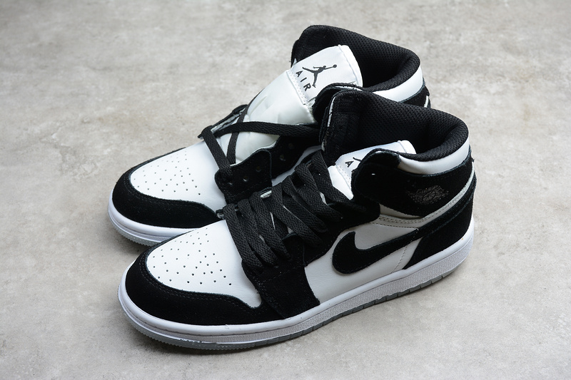 Air Jordan 1 Mid GS Panda White Black Teal Tint KID-BQ6931-103
