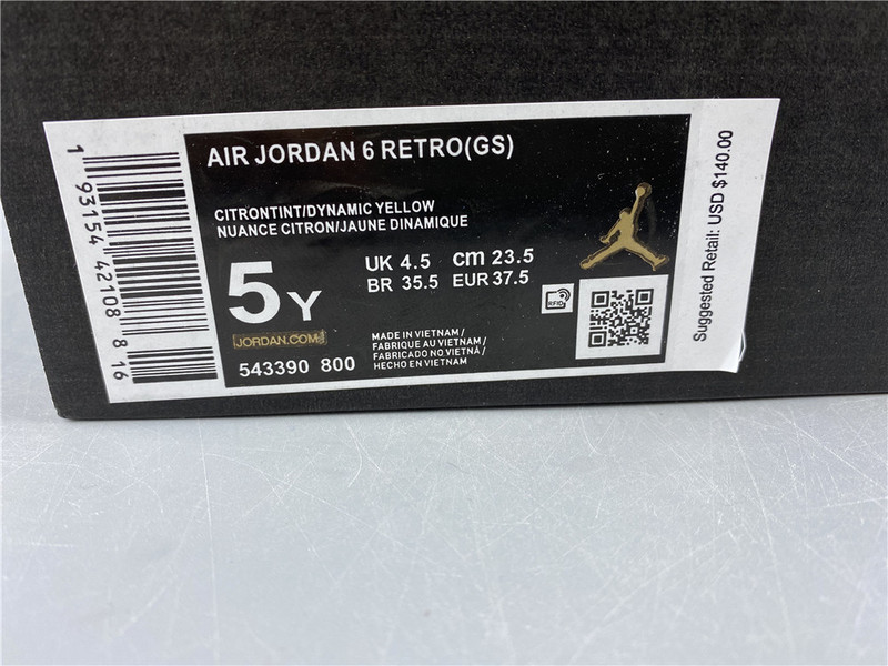 Air Jordan 6 Citron Tint 543390-800