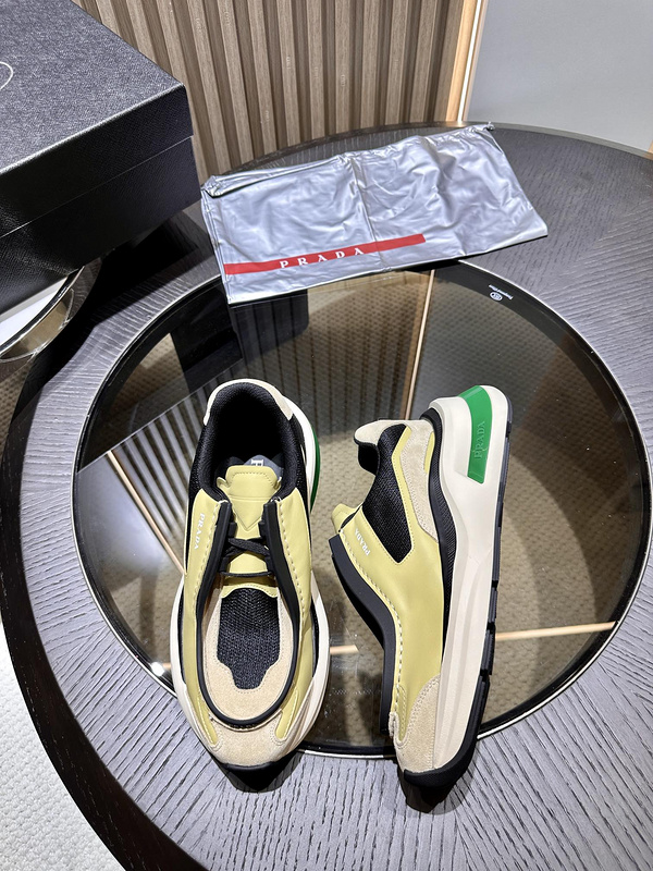 Prada Systeme Brushed Leather Sneakers