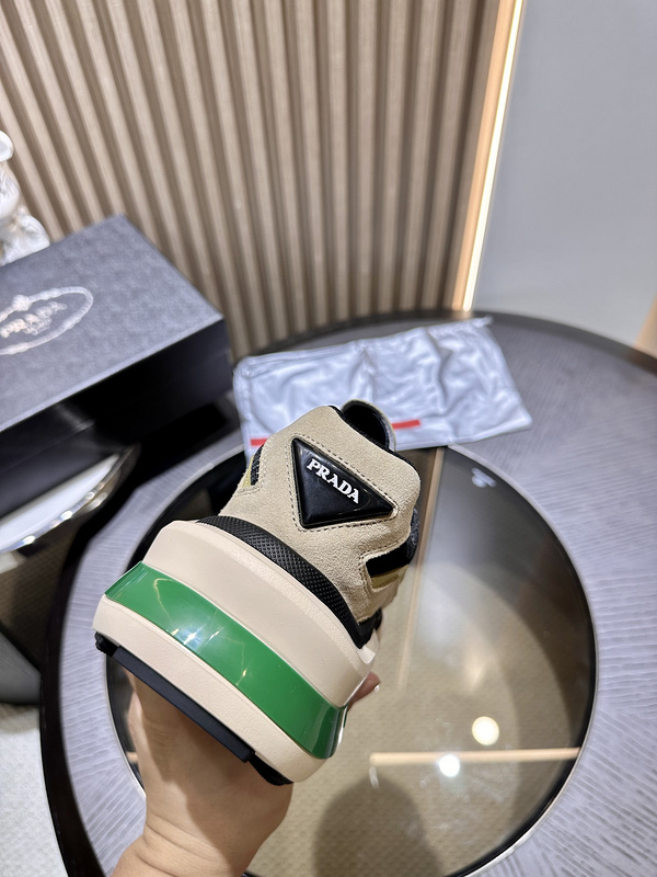 Prada Systeme Brushed Leather Sneakers