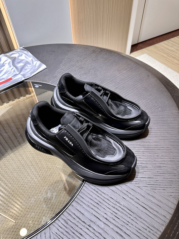 Prada Systeme Brushed Leather Sneakers