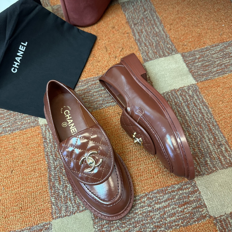 Chanel Leather CC Logo Loafers