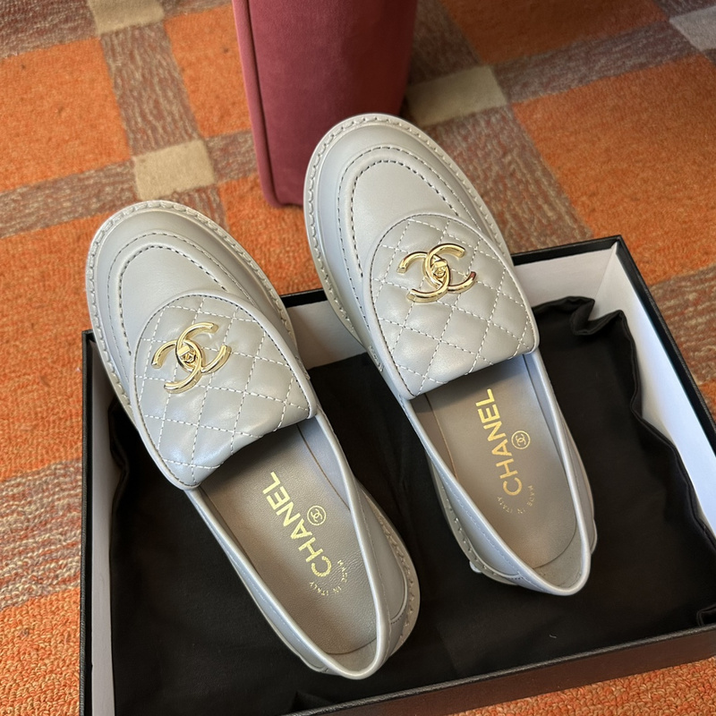 Chanel  Leather CC Logo Loafers
