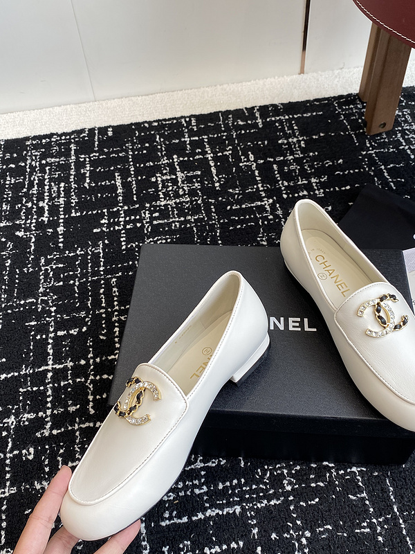 Chanel  Leather CC Logo Loafers