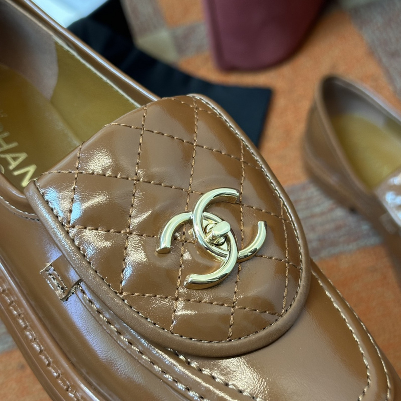 Chanel Leather CC Logo Loafers