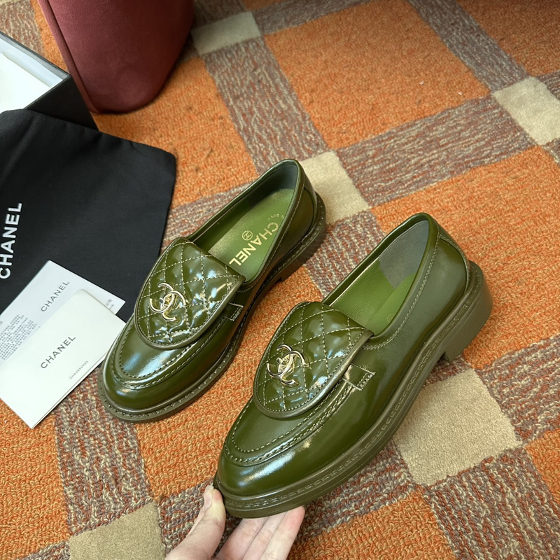 Chanel Leather CC Logo Loafers