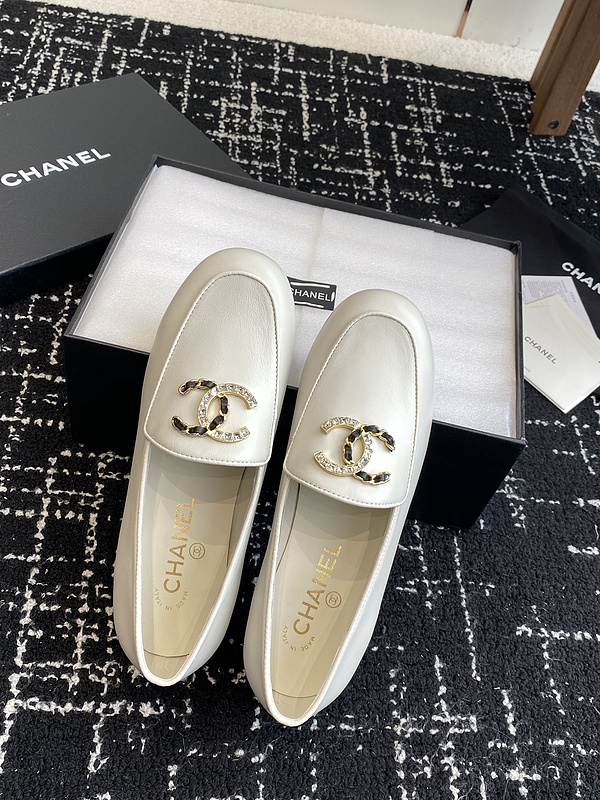 Chanel  Leather CC Logo Loafers