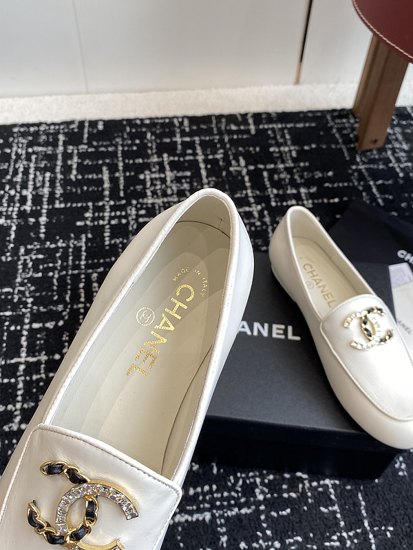 Chanel  Leather CC Logo Loafers