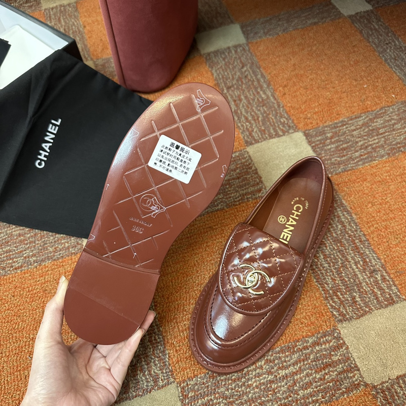 Chanel Leather CC Logo Loafers