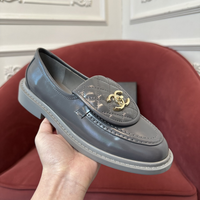 Chanel  Leather CC Logo Loafers