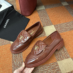 Chanel Leather CC Logo Loafers