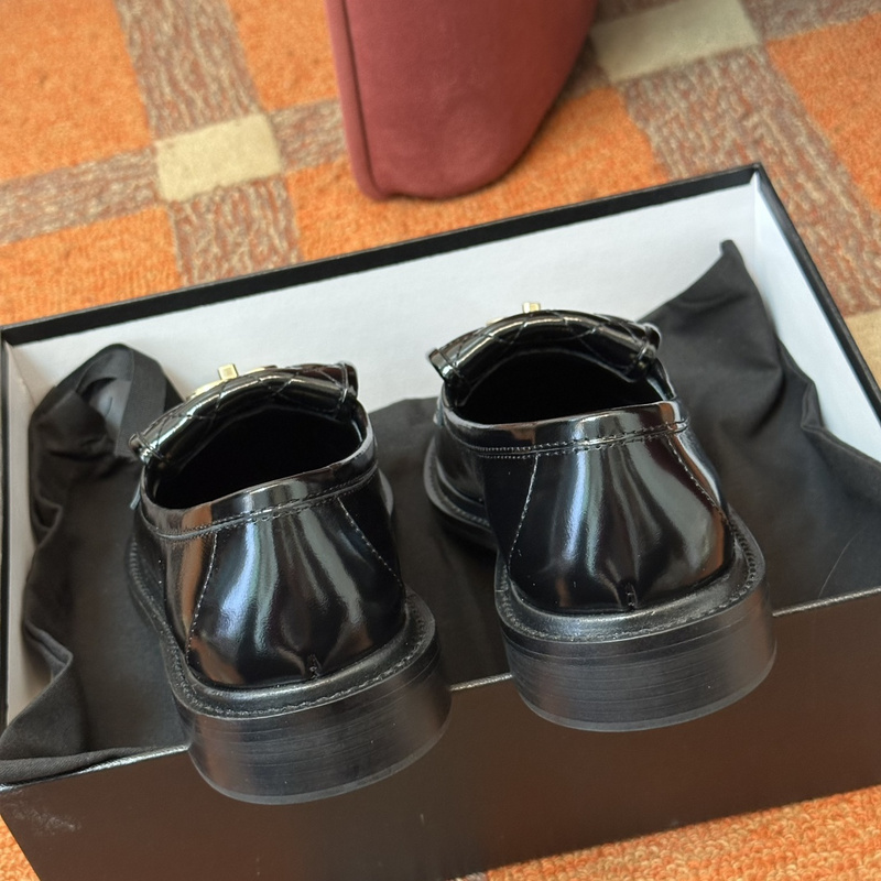 Chanel  Leather CC Logo Loafers