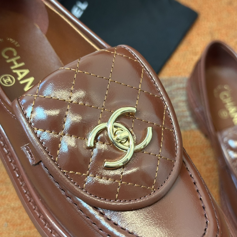 Chanel Leather CC Logo Loafers