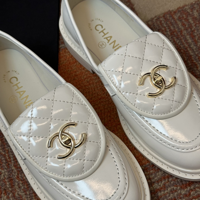 Chanel Leather CC Logo Loafers