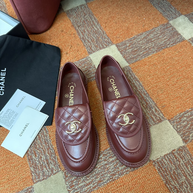 Chanel Leather CC Logo Loafers