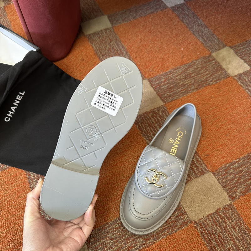 Chanel  Leather CC Logo Loafers