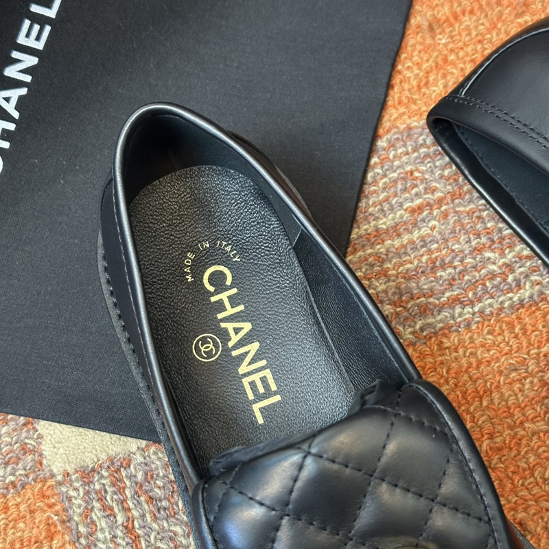 Chanel  Leather CC Logo Loafers