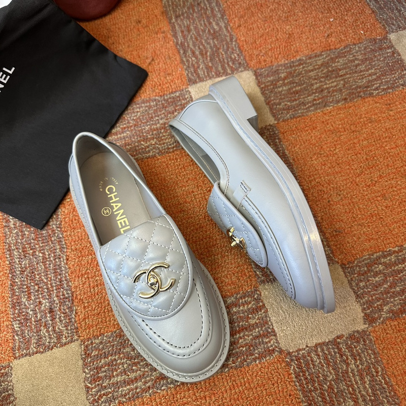 Chanel  Leather CC Logo Loafers