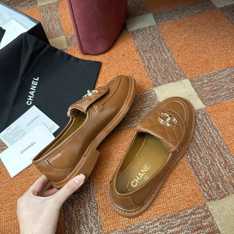 Chanel Leather CC Logo Loafers