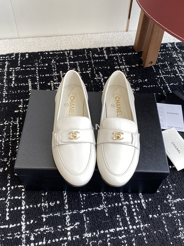 Chanel  Leather CC Logo Loafers