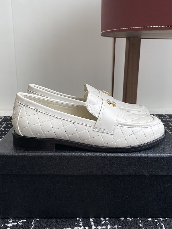 Chanel  Leather CC Logo Loafers