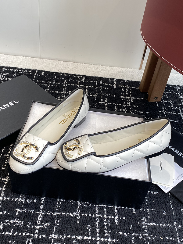 Chanel  Leather CC Logo Loafers