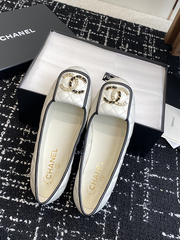 Chanel  Leather CC Logo Loafers