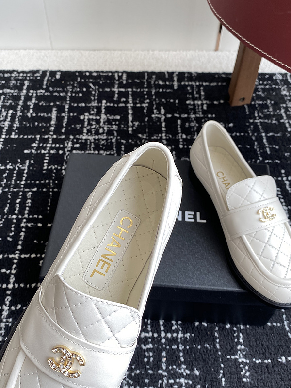Chanel  Leather CC Logo Loafers