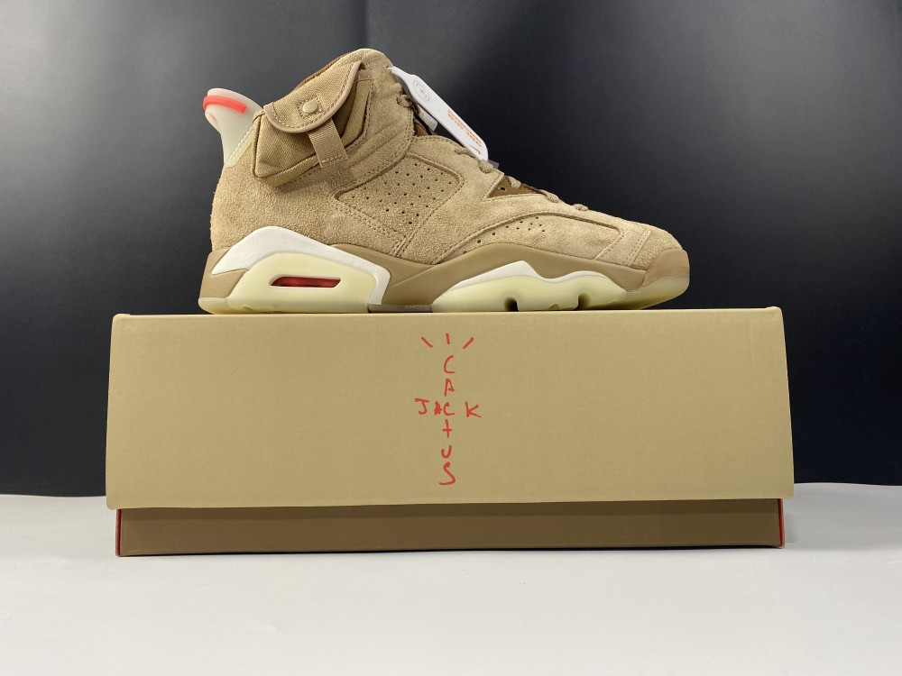 Travis Scott x Air Jordan 6 SP British Khaki / Bright Crimson-Sail