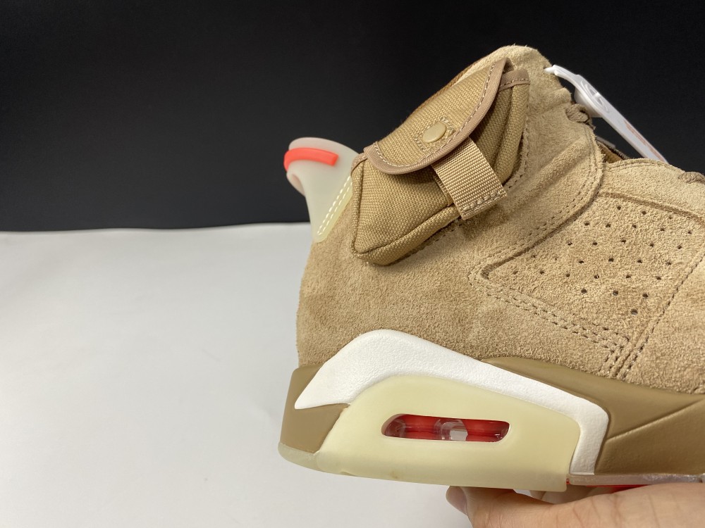 Travis Scott x Air Jordan 6 SP British Khaki / Bright Crimson-Sail