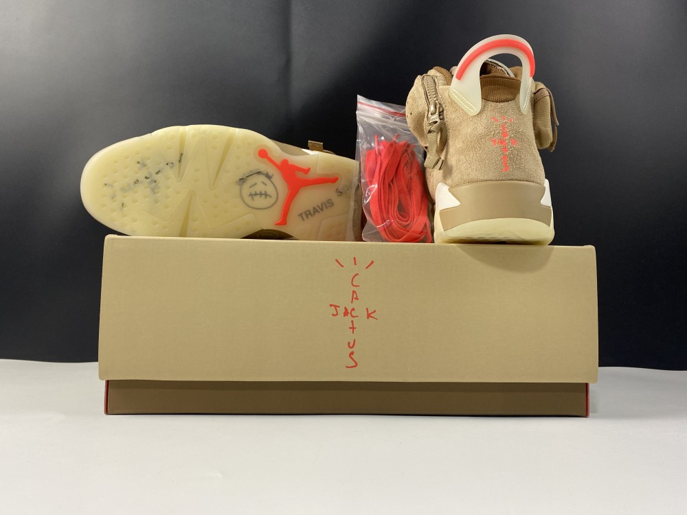 Travis Scott x Air Jordan 6 SP British Khaki / Bright Crimson-Sail
