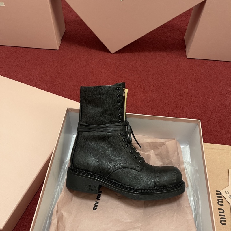 Miu Miu Leather Booties - Black