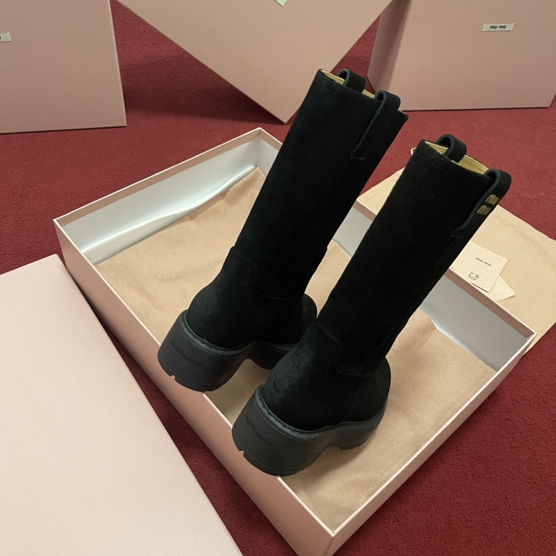 Miu Miu Suede Calf Boot in Moro