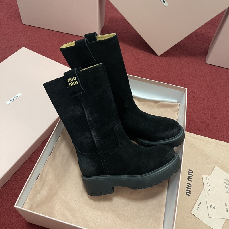 Miu Miu Suede Calf Boot in Moro