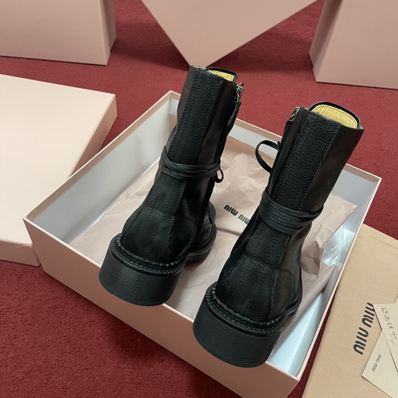 Miu Miu Leather Booties - Black