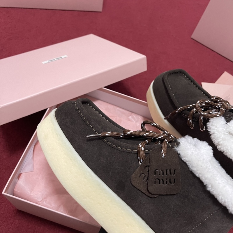 Miu Ankle Boots Fleece Lining Cow Suede