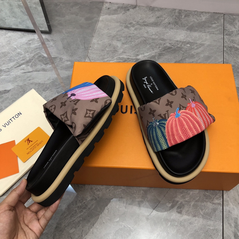 LV pool pillow comfort mule