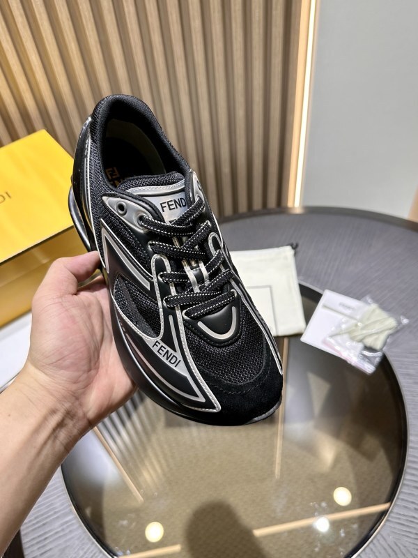 Fendi Sneakers Black & Silver First 1 Tech and Leather