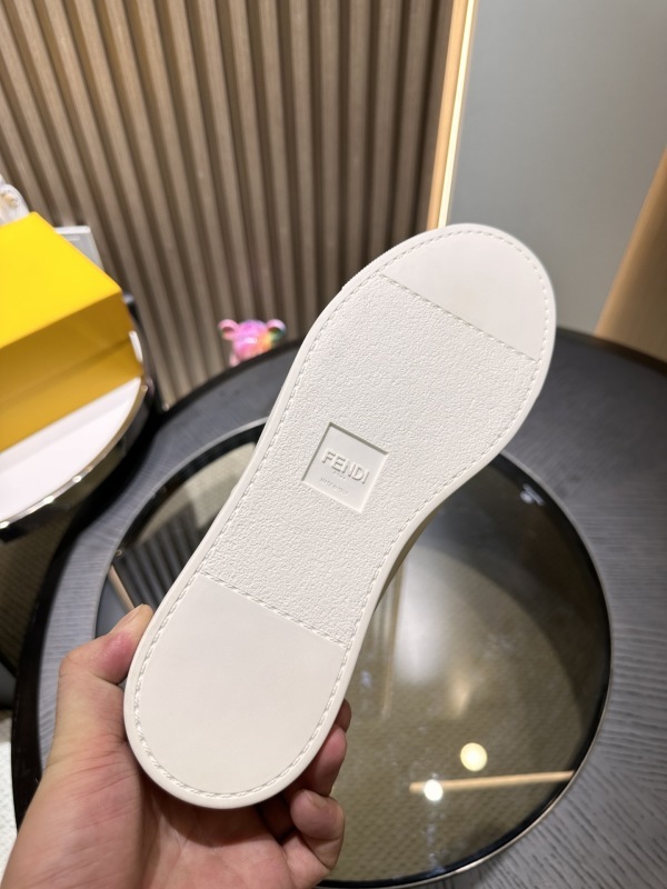 Fendi White Leather Lace Up Sneakers