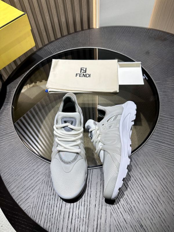 Fendi Men Tag Sneakers White Technical Mesh Running Sneakers