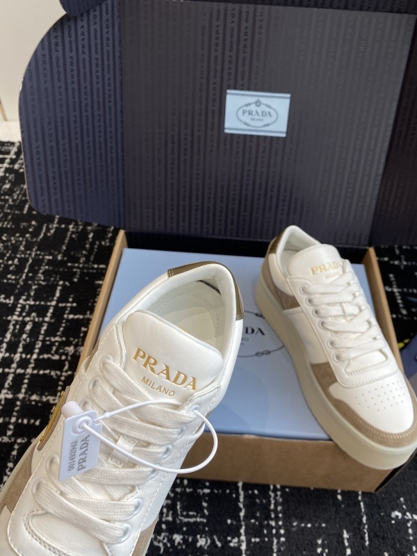 Prada Cream and White Platform Leather Sneakers
