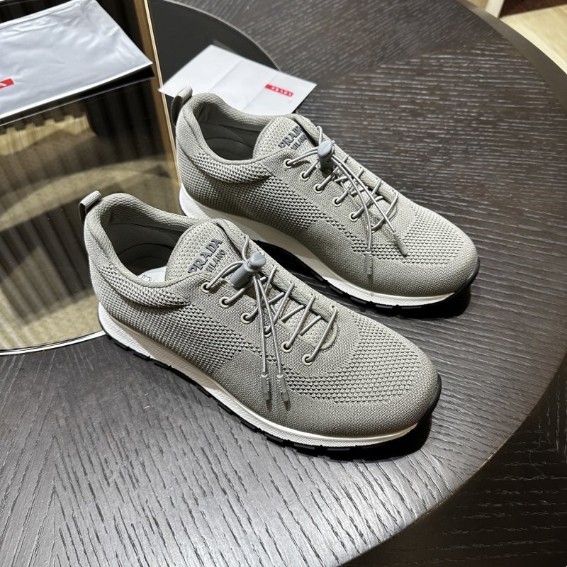 Prada Cloudy Gray Stretch Knit Sneakers