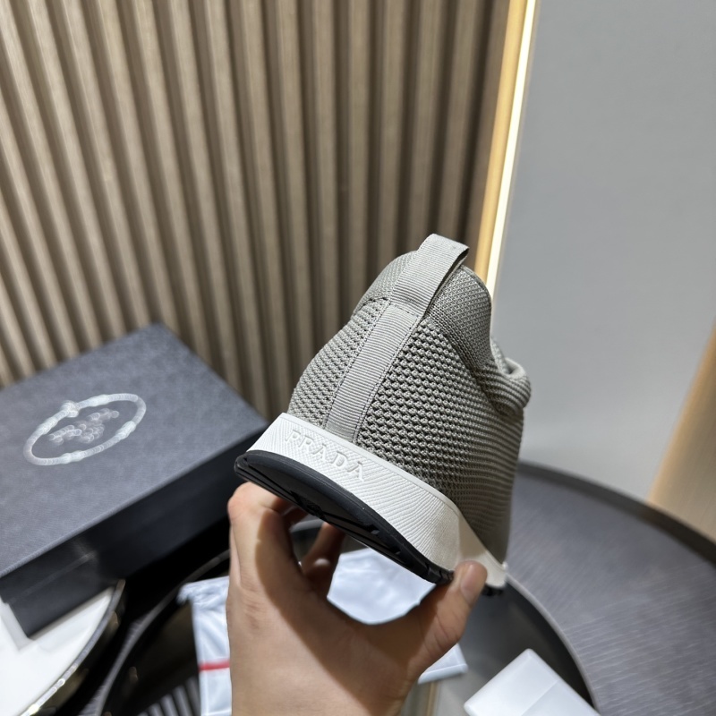 Prada Cloudy Gray Stretch Knit Sneakers